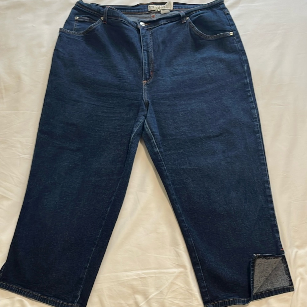 Denim jeans, crop style 34 long, size 22W